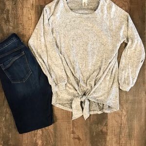 Gray tie long sleeve
